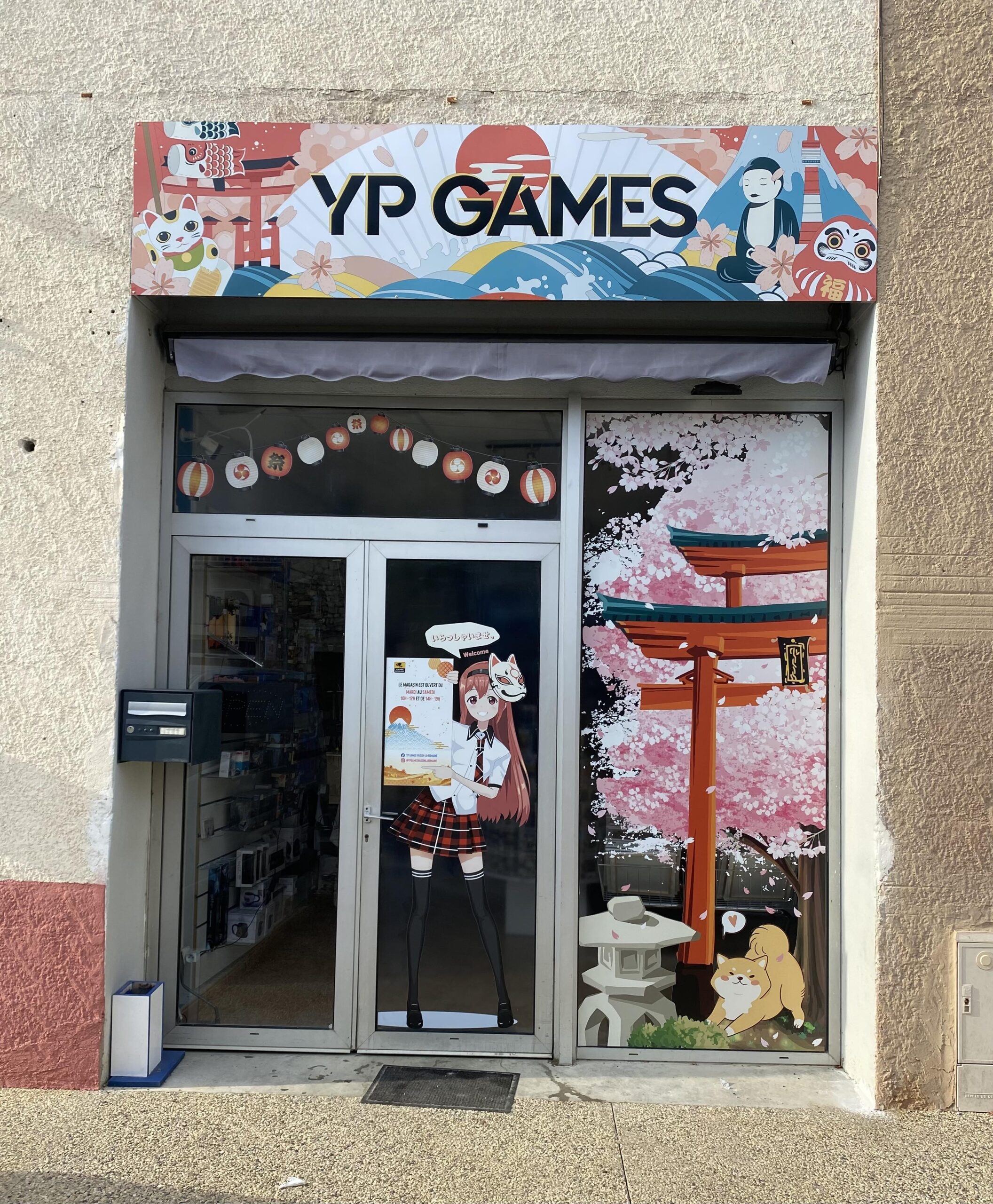 Enseigne dibond + stickers vitrine